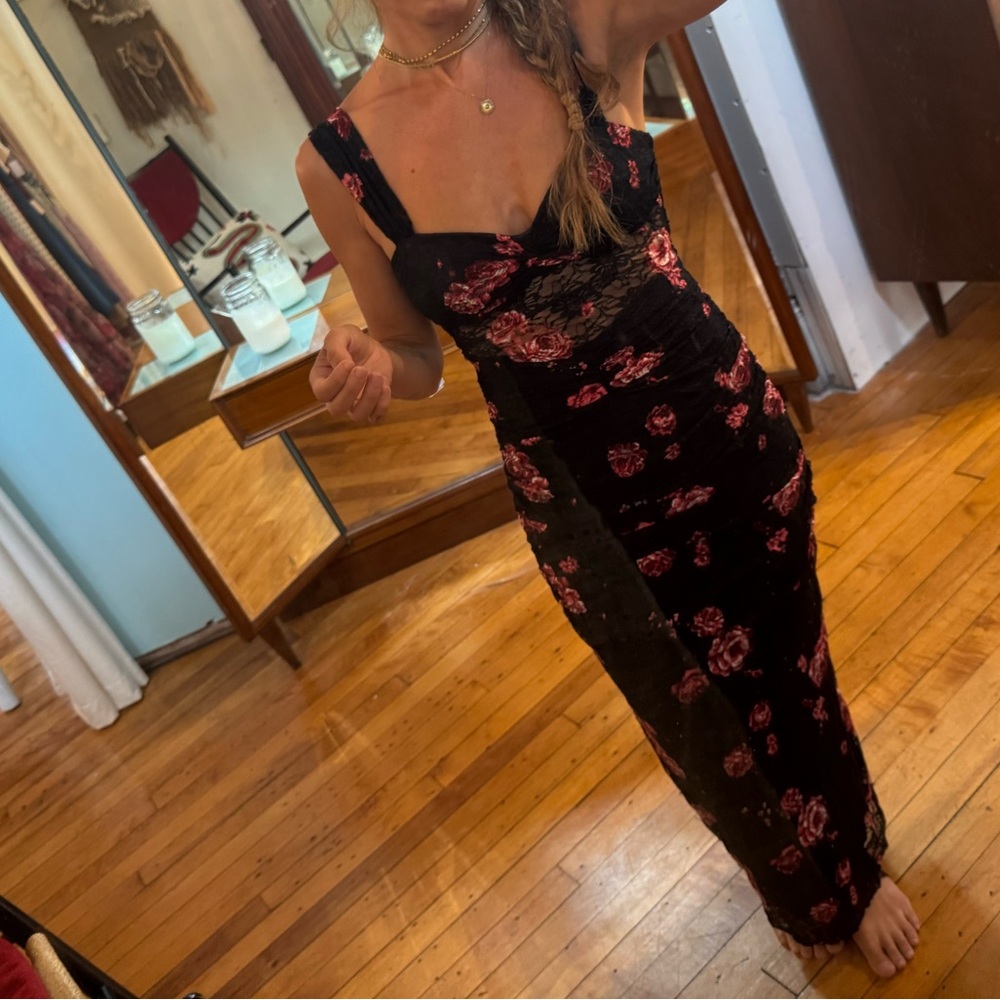 One and Only Midnight Bloom Floral Midi Dress  – Worn Once/ Wedding Guest